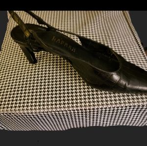Ralph Lauren Black Slingbag Pumps Sz 9 -Croc print Heels